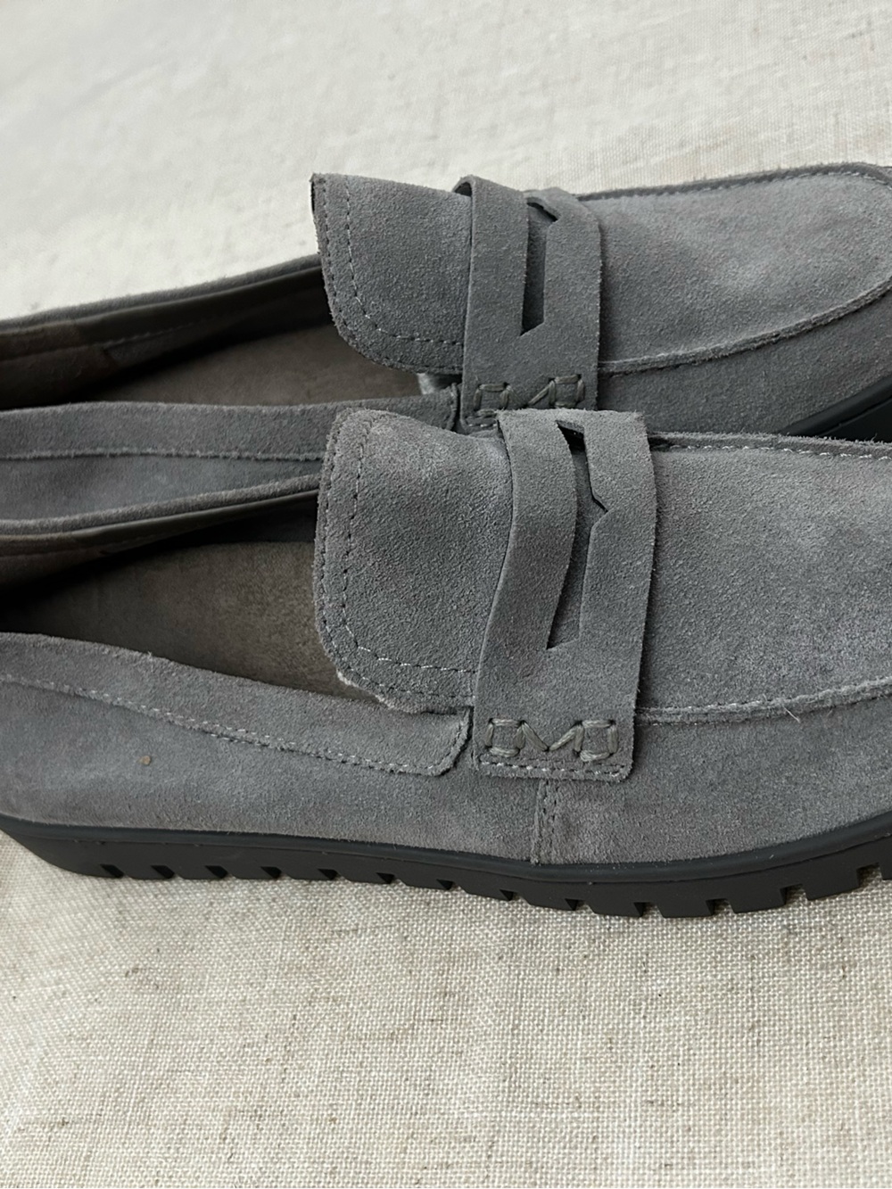 Vionic Gray Suede Penny Loafers - Women's Slip-On Flats